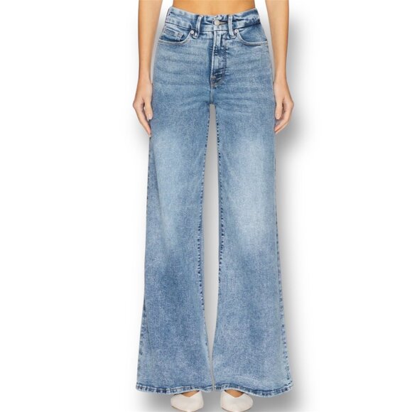 New Good American Good Waist Palazzo Jeans Size 15 Indigo $149 Wide-Leg Normcore - Picture 1 of 13